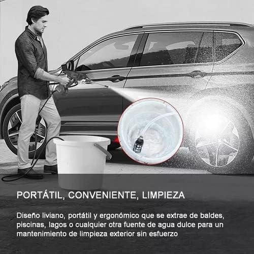 Pistola de Lavado de Alta Presión Inalámbrica | Hidrolavadora Portátil 300W para Coche, Jardín y Hogar