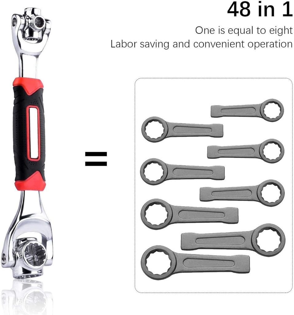 Comparativa entre la llave 48 en 1 y ocho llaves tradicionales.